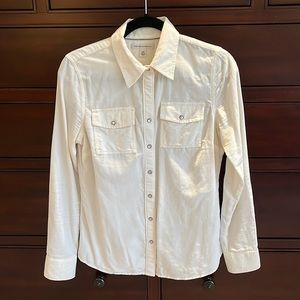 Banana Republic Button Down Cream Corduroy Shirt Size Small